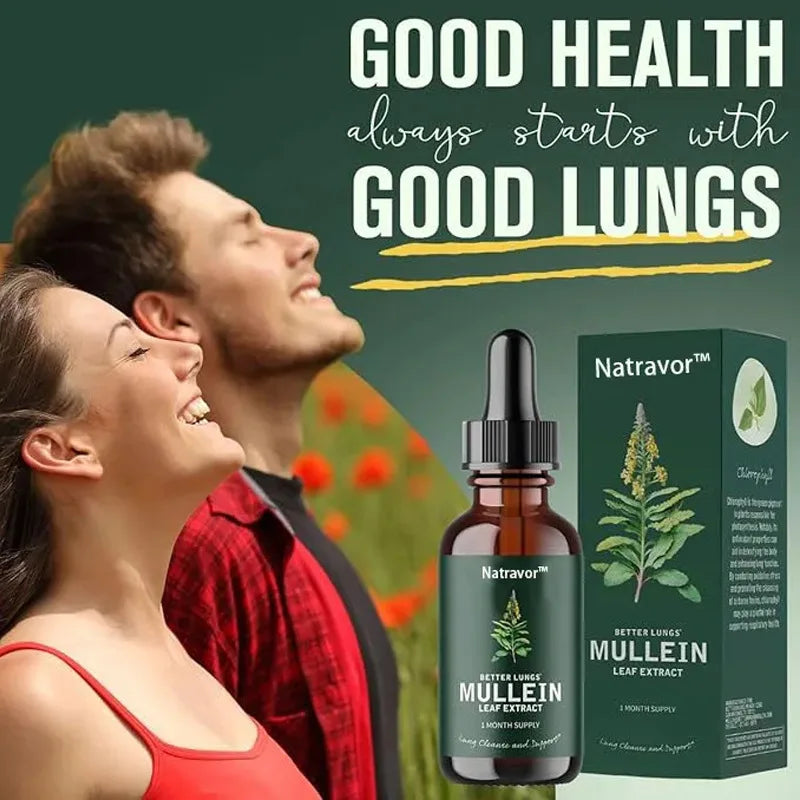 Organic Mullein Drops for Lungs  - Lung & Bronchial Cleanse for Smokers Respiratory Health Support - 30ml