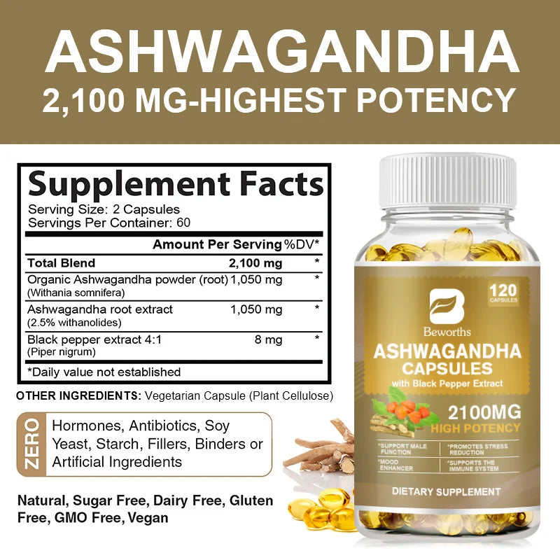 Beworths  Organic Ashwagandha Root Capsules Sleep Better Sleep