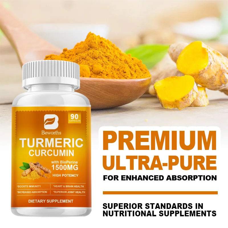 BEWORTHS 90 Pills Organic Turmeric Curcumin Supplement with Black