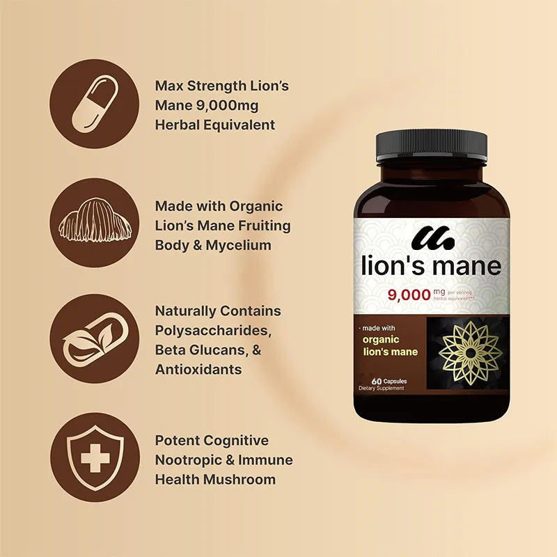 Lion Mane Mushroom Capsules Organic