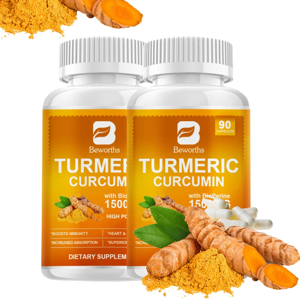 BEWORTHS 90 Pills Organic Turmeric Curcumin Supplement with Black